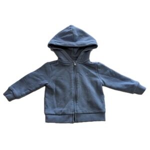 Ralph Lauren Baby Boy Blue Hooded Full Zip Jacket Embroidered Pony Logo Soft 12M